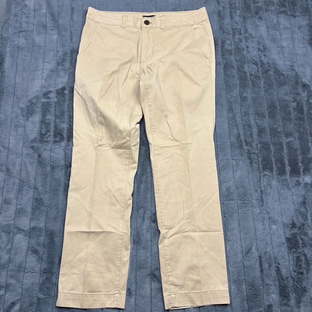 2 Aeropostale Mens Slim Straight Chino Pants Khaki Tan Cotton 33x30 10802